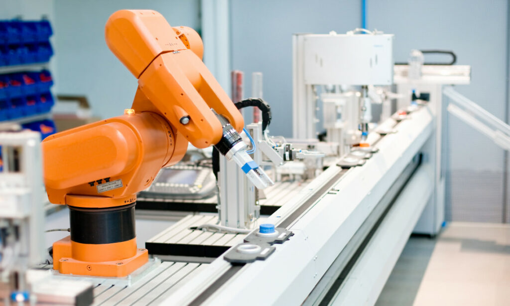 Orange robot in a laboratory