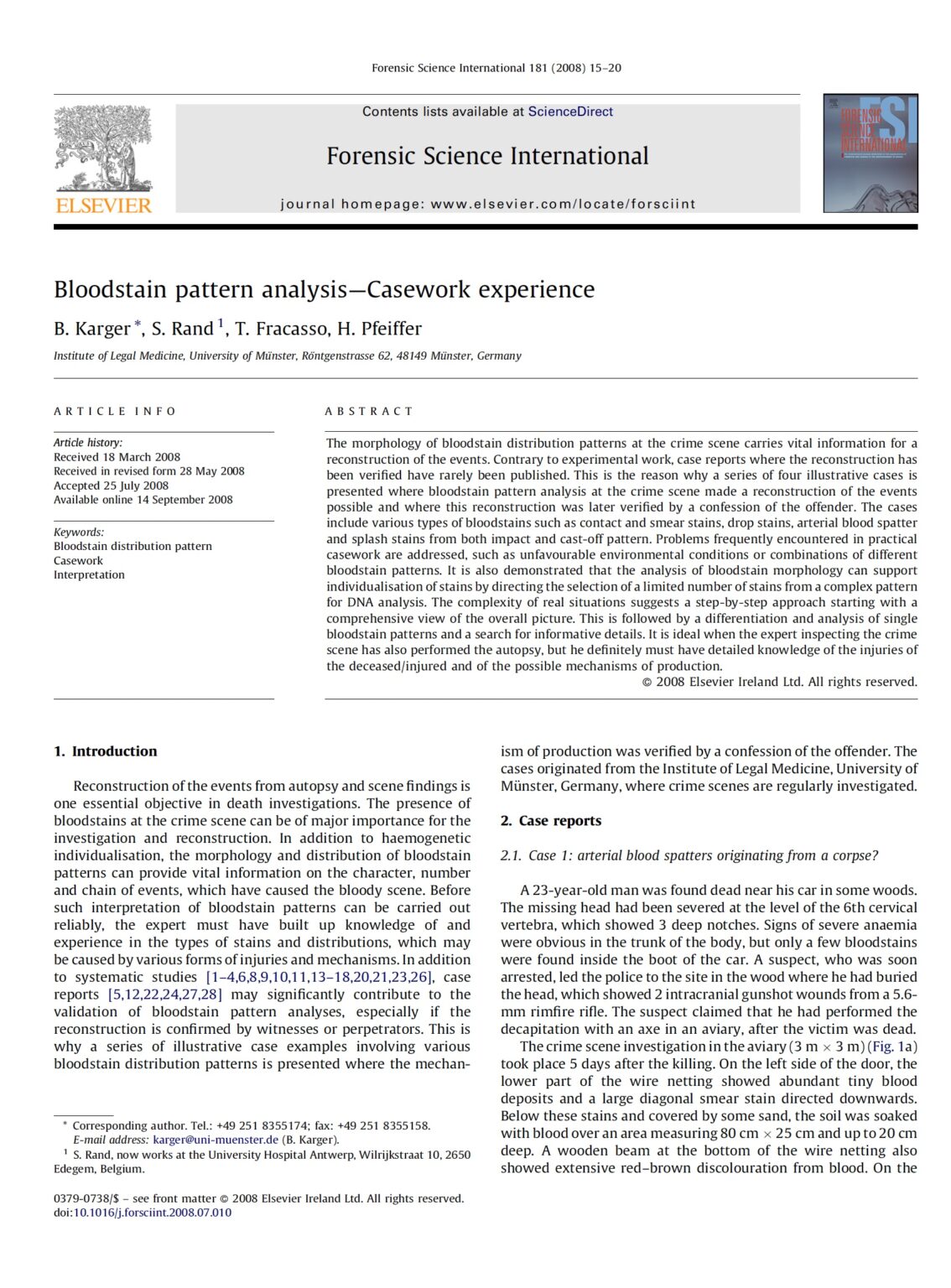 Bloodstain pattern analysis - Casework experience - roebuckforensics.com.au
